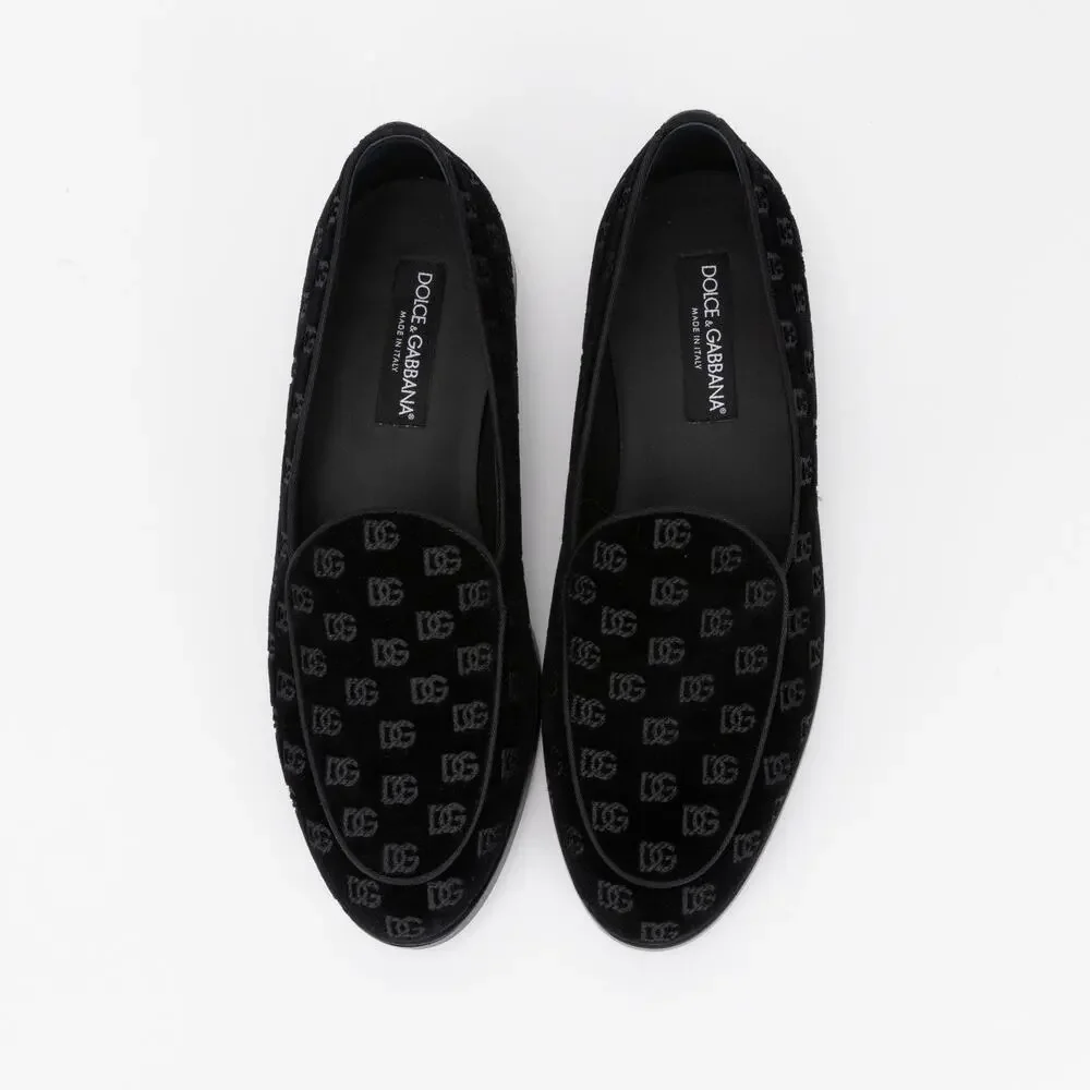 Dolce & Gabbana Men Monogram Smoking Slippers Black Size 8 (Store Display)